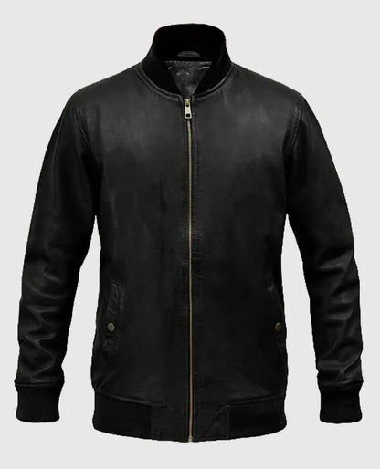 Tom Cruise Black Leather Bomber Jacket