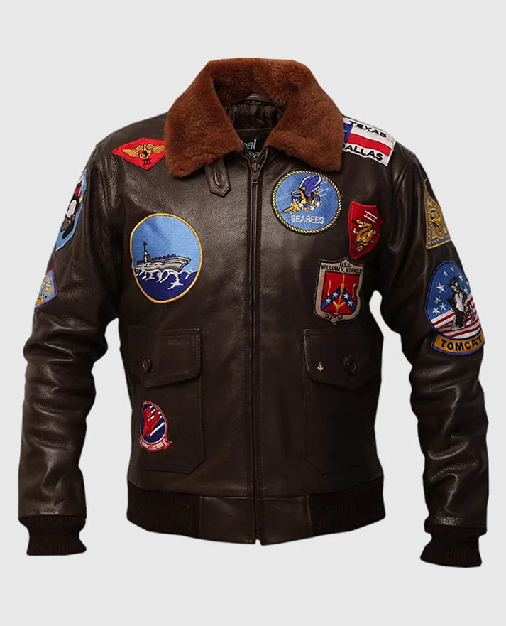 Top Gun Tom Cruise Bomber Brown Leather Jacket