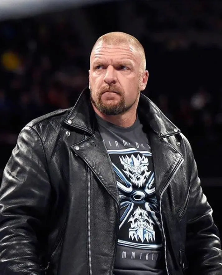 Triple H black Leather Jacket