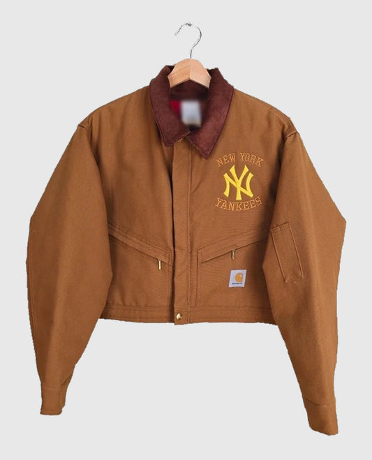 Vintage Carhartt x NY Yankees Brown Crop Jacket