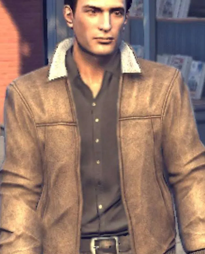 Vito Scaletta Mafia 2 Brown Leather Bomber  Jacket