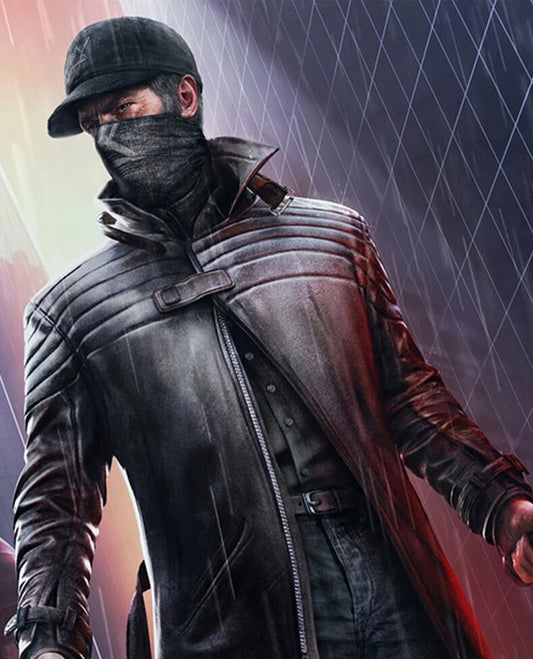 Watch Dogs 3 Legion Aiden Black Leather Trench Coat