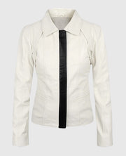 Women's Off-White Shirt-Style Leather Jacket