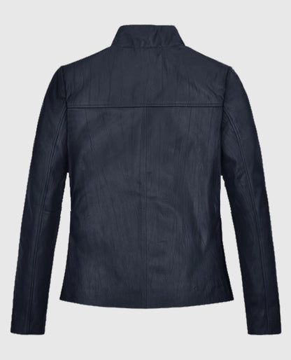 Women's Stand-Up Collar Leather Jacket