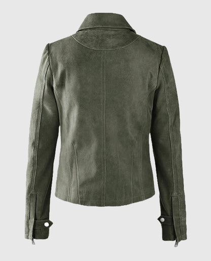 Women's Vintage Olive Leather Suede Jacket