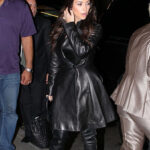 Kim Kardashian Black Leather Trench Coat