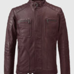 Men's Burgundy Firefly Moto Leather Jacket