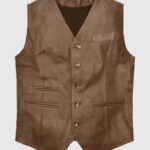 Men's Iron Stride Vintage-Inspired Brown Leather Vest
