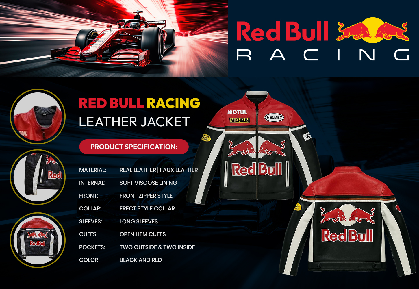 RED BULL Racing Leather Jacket