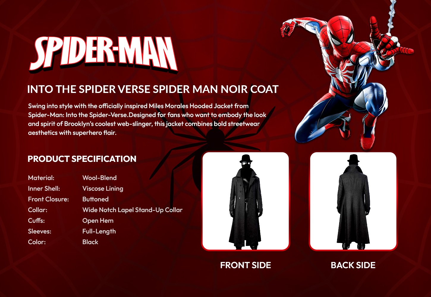 Spider Man Into the Spider Verse Spider Man Noir Coat
